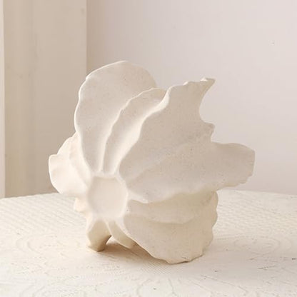 White Ceramic Vase Modern Home Decor, Unique Vase Round Matte Donut Vases for Pampas Grass, Neutral Boho Nordic Minimalism Style Flower Vases for Living Room Wedding Dinner Table Party (W231White
