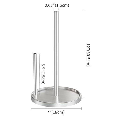 Jesginboo Paper Towel Holder Countertop, Silver Kitchen Paper Towels Holder, Paper Roll Holder with Weighted Base - color: Silver