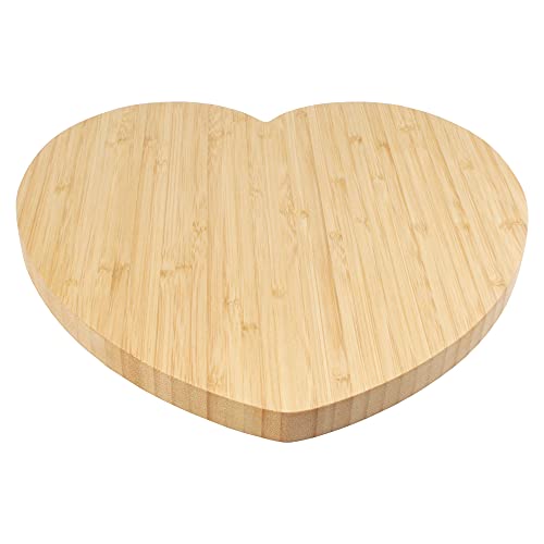 BambooMN Heart-Shaped Bamboo Serving and Cutting Board, 12" x 12" x 0.75" - 1 Piece - size: 12"L x 12"W