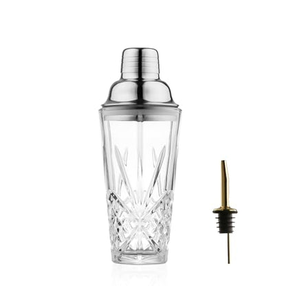 Glass Cocktail Shaker, 15oz Cutting Design - Exquisite Martini Shaker for Elevated Mixology. Perfect for Christmas, Hoiday, BBQ,Outdoor Party,Spring, Summer (Drink Shaker & Gold Pourer) - color: 15oz Shaker & Gold Pour Spout