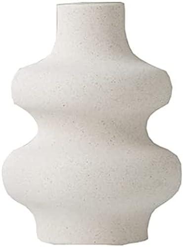White Pampas Grass Vase, Modern Sculpture Ceramic Decorative Vase For Dried Flowers Donut Spiral Flower Vase Round Vase With Hole Living Room Minimalist Decoration,S,Friendly3