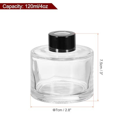 HARFINGTON 120ml/4oz Empty Glass Diffuser Bottle 3" x 2.8" Refillable Fragrance Accessories Aromatherapy Jar Container for Replacement Reed Diffuser DIY Home Bathroom Transparent - size: 4.1 Ounces