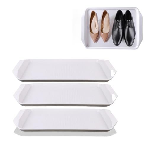 Shoe Tray 3 Pack Rubber Boot Tray Dog Bowl Tray for Garden, Bedroom, Entrance Area, Garage Boot Trays for Entryway,White - color: White