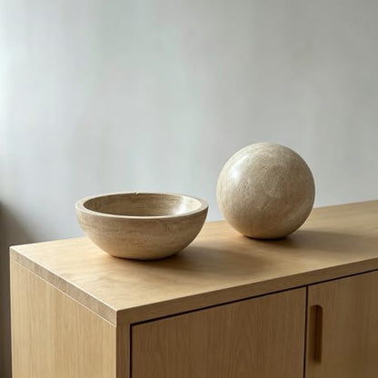 WILD WORKS Natural Travertine Bowl, 6"Stone Decorative Bowls, Catchall Tray