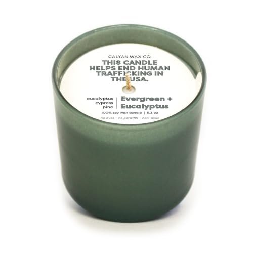 Dignity Series Evergreen & Eucalyptus Bourbon Scented Candle | 35 Hour Burn - Made in the USA Luxury Clean Soy Wax Candles - Long Lasting Glass Jar Candle for Home - 1 Wick - 5.3oz - color: Evergreen + Eucalyptus