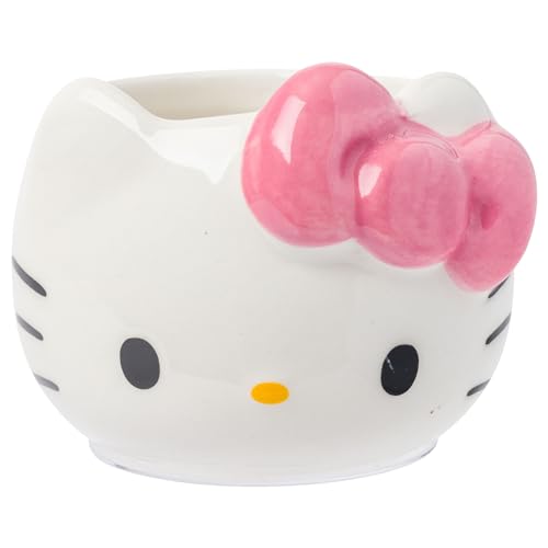Silver Buffalo Sanrio Hello Kitty Sugar Bows, 3D Mini Cup Set, 4pk, 3.5oz | Different Color, Pack, Ceramic, Sculpted, Perfect for Cream or Milk, 0.1 Liters - color: Hello Kitty Without Handle