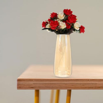 Glass Floral Container Flower Arrangement Vase Nordic Style Amber Glass Vase Decorative Floral Bottle for Living Room Home Décor