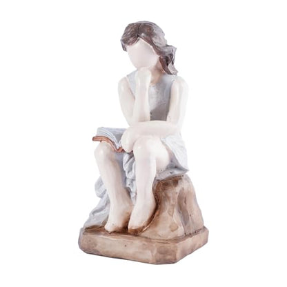 Abstract Reading Woman Bookshelf Decor Resin Statues for Home Decor Desk Statue Modern Sculpture Figurines for Shelves Book Lover Figure Aesthetic Room Art Small Ornaments