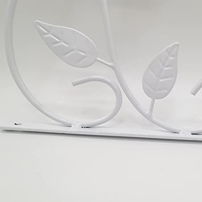 RONYOUNG 4PCS Hanging Plant Bracket 12in Metal Wrought Iron Planter Hooks Wall Mounted Decorative Hanger Hook for Hanging Indoor Outdoor Planter Flower Pot Bird Feeder Wind Chime Lanterns (White)