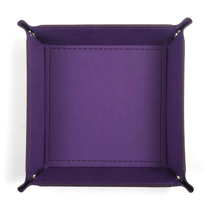 Valet Tray Desktop Storage Organizer – Vegan Leather Catchall Tray Bedside Vanity Tray Nightstand Caddy Holder for Remote Controller, Watch, Keys, Phone, Wallet, Coin, Jewelry, Purple - color: Purple