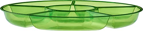 Plasticpro 6 Sectional Round Plastic Serving Tray/Platter (4, Green) - color: Green