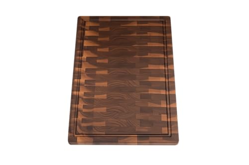 TITAN™ Black Walnut End Grain Cutting Board, Large 22 x 16 x 2 Premium Butcher Block for Professional Chefs, Non-Slip Feet, Deep Juice Groove, BBQ & Charcuterie