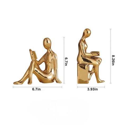 Ceramic Bookends for Shelves - Decorative Book Stopper for Office & Home Decor, Ornamental Book Ends for Bookshelf Desk Living Room