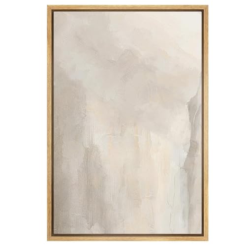 SIGNWIN Framed Canvas Print Wall Art Minimal White Paint Brush Strokes Abstract Shapes Illustrations Modern Art Decorative Boho Relax/Zen Nordic for Living Room, Bedroom, Office - 24"x36" Natural - color: A05-2207-yuk24, size: 36"L x 24"W