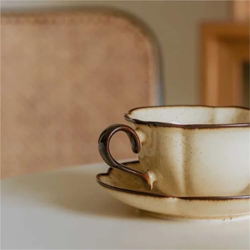 Ceramic Afternoon Tea Cup And Saucer Set, Home Cafe, Office Teaware, Coffee Mug With Handle, Novel Gift, 240ml(Color-A) - color: Color-a