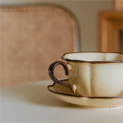 Ceramic Afternoon Tea Cup And Saucer Set, Home Cafe, Office Teaware, Coffee Mug With Handle, Novel Gift, 240ml(Color-A) - color: Color-a