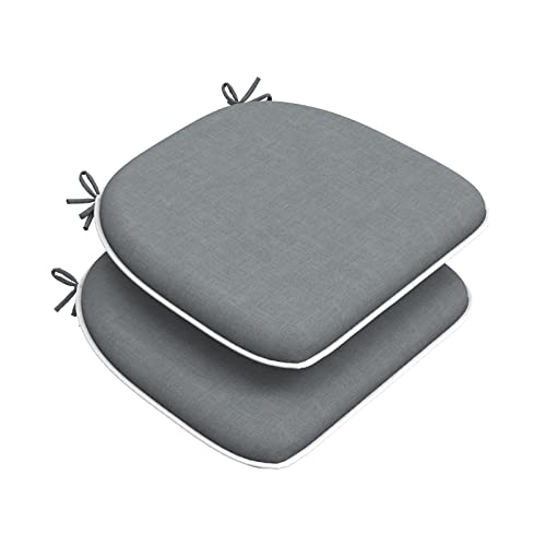 DYTXIII Set of 2 Outdoor Chair Cushions with Ties,Water Repellent Patio Chair Pads 17"x 16" for Outdoor Furniture,Round Corner Seat Cushions for Garden Yard Kitchen Textured Gray - color: Textured Gray, size: Pack of 2