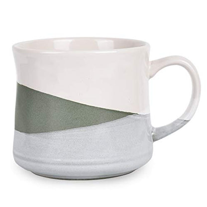 Bosmarlin Large Stoneware Coffee Mug, Big Tea Cup for Office and Home, 21 Oz, Dishwasher and Microwave Safe, 1 PCS (Geometry-Green) - color: Geometry-Green