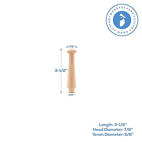 Woodpeckers Wooden Shaker Pegs 3-1/2-inch w/ 1/2-inch Tenon, Pack of 25 DIY Wooden Wall Hooks, Wood Hooks for Hanging Shaker Peg Rail and Coat/Hat/Towel Hook - color: Pack of 25, size: 3-1/2 Inch Tenon