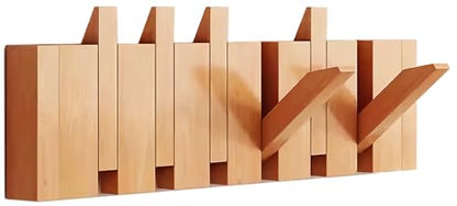 Wall Mounted Coat RackHooks Piano Key Hangers Natural Solid Wood Hanger Non-Woven Fabric Clothes Hangers for Closet, Kitchen, Bedroom, Bathroom, Entryway (Beech, 6 Hooks) - color: beech, size: 6 Hooks