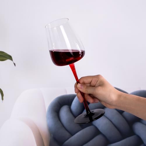 KAMMAK Crystal Red Wine Glasses Set of 2, 12.17 oz Stemmed Glasses, XH009 | Hand Blown, Bordeaux Wine Glasses, Thin Rim & Long Stem, Red & White, Daily Use, Wedding or Birthday Gift for Women - size: 8KPXH009