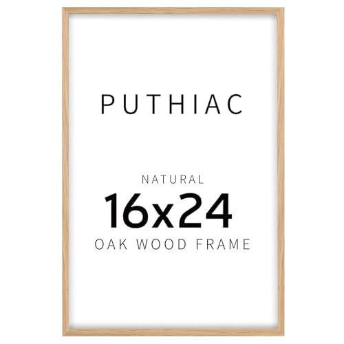 16x24 Solid Oak Wood Picture Frame, Natural Oak, 1 Pack | Minimalist oak frame; fits 16 x 24 posters or art prints; wall display for bedrooms, living rooms, offices, or gallery walls - color: Beige-1P, size: 16x24