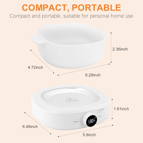 Digital Hair Removal Wax Warmer, Adjustable Temperature Waxing Machine for Women Hair Removal, Face, Bikini, Legs and Body, with Silicone Wax Pot Liner (White) - color: White