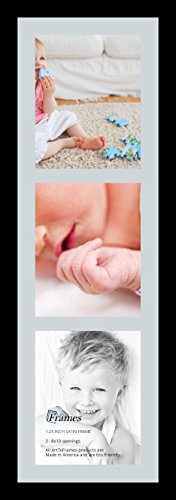 ArtToFrames Collage Photo Frame Single Mat with 3-8x10 Openings with Satin Black Frame and Baby Blue mat. - color: 3 - 8x10 - (2134), size: Baby Blue