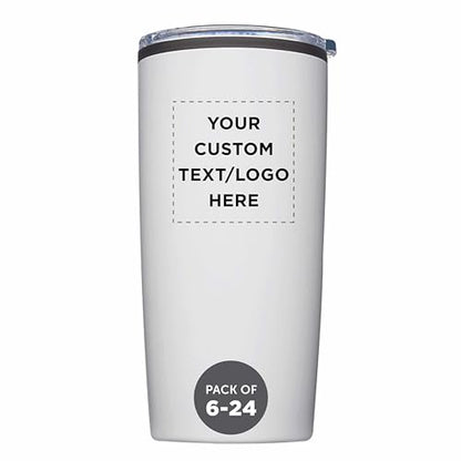 Custom Plastic Tumblers 20 oz Set of 6/12/24 Personalized Bulk Pack with Lids, Ice Coffee Tumbler, To Go Cup Insulated - White - color: - Custom – White