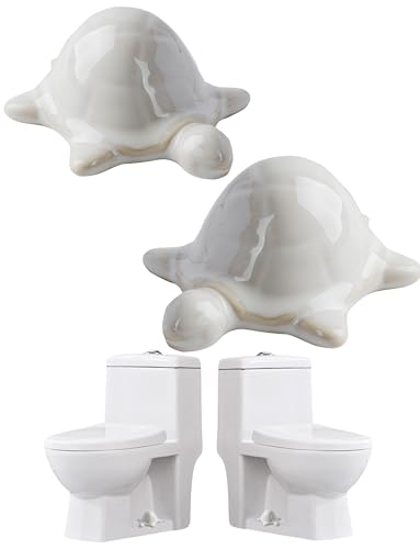 WANSHUNLMI Ceramic White Sea Turtle Toilet Floor Bolt Caps, Easy Installation Toilet Bolt Covers, Universal Fit, Don't Cut Those Bolts, Cute Bathroom Toilet Decor (White Sea Turtle) - color: White Sea Turtle