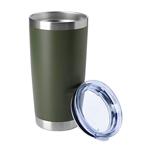 HASLE OUTFITTERS 20oz Tumblers Bulk Stainless Steel Cup with Lid Double Wall Vacuum Insulated Coffee Mug for Cold & Hot Drinks 1 Pack, Army Green - color: Army Green-A, size: 1 Count (Pack of 1)
