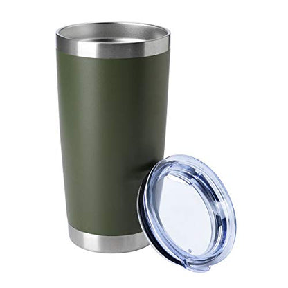 HASLE OUTFITTERS 20oz Tumblers Bulk Stainless Steel Cup with Lid Double Wall Vacuum Insulated Coffee Mug for Cold & Hot Drinks 1 Pack, Army Green - color: Army Green-A, size: 1 Count (Pack of 1)