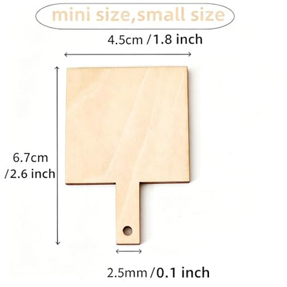 30 Pcs Mini Wooden Cutting Board with Handle,Unfinished Blank Cutting Board | Wood Paddle Chopping Board Small Kitchen Serving Board for Kitchen DIY Decor