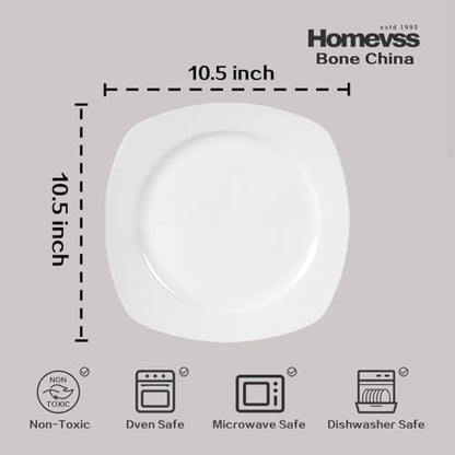 HomeVss, New Bone China Dinnerware Set, Coupe Square Shape, 40pc Set - color: Square Coupe, size: Service for 8 - 40pc Set
