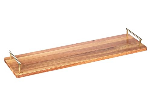 Large Charcuterie Board with Metal Handles – 32" Acacia Wood Serving Board for Cheese, Meat & Appetizers – Extra Long Kitchen Platter for Gatherings, BBQ & Home Decor - color: Metal Handles 32×9"