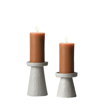 Main + Mesa Stoneware Pillar & Taper Candle Holders, Set of 2 - color: Light Graphite Gray, size: Set of 2