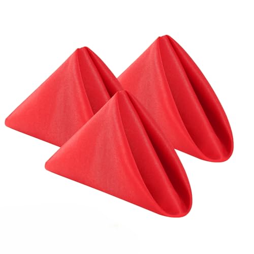 Bailarina Cloth Napkins Set of 80,17x17 inches Dinner Napkins Cloth Washable,Polyester Square Table Cloth Napkin Bulk with Hemmed Edges Ideal for Banquets, Parties and Weddings-Red - color: Red