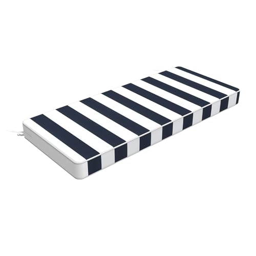 LVTXIII Bench Cushion with Ties, 42x18 Inch Water-Repellent Patio Furniture Cushion, 3" Thick Foam Pad for Outdoor Indoor Window Seat, Porch Swing, Loveseat, Cabana Navy - color: Cabana Navy, size: 42"x18"x3"