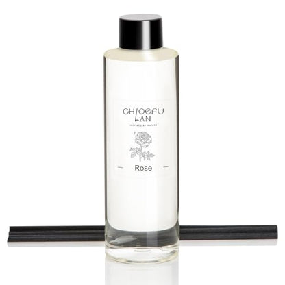 Chloefu LAN Rose Scented Oil Diffuser Refill 200ml/6.76 fl oz Natural Fragrances Oil - Best for Aromatherapy, SPA and Home, 0% Alcohol, Blend to Promote Beauty and Tranquility - color: Rose Refill