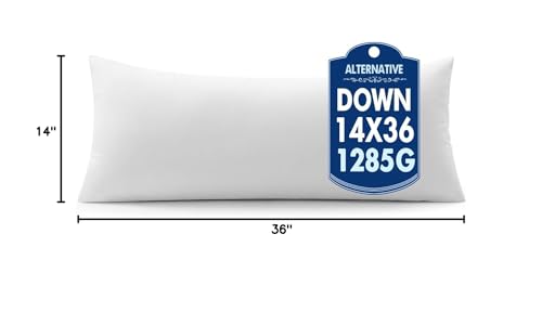MIULEE 14x36 Inch Synthetic Down Alternative Lumbar Pillow Insert | Decorative Throw Pillow 14 x 36 Inch Body Bed Sleeping Ultra Soft Fluffy Form for Sofa Couch Bed - size: 14x36Inch (pack of 1)