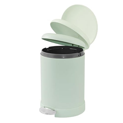 Glad Small Trash Can, 1.2 Gallon | Round Stainless Steel Garbage Bin with Soft Close Lid & Step Foot Pedal | Metal Waste Basket with Removable Inner Bucket, Green - color: Green