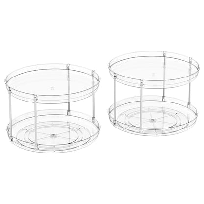 2 Tier Lazy Susan Turntable for Cabinet,Countertop,Pantry,12"W Spinning Seasoning Organizer,Double Rotating Kitchen Spice Rack Organizer and Condiments,Medicine,Vitamin Bottle Organizer Carousels,2Pc - size: 12"W-2Tier-2 Pack