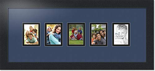 ArtToFrames Collage Photo Frame Double Mat with 5-2.5x3.5 Openings with Satin Black Frame and Midnight Blue mat. - color: Midnight Blue, size: 2.5x3.5