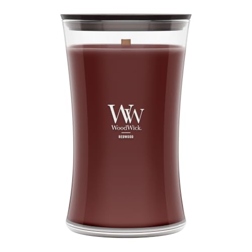WoodWick Redwood Holiday Candle Gifts for Women and Men, 21.5 oz Large Hourglass Candle with Crackling Wick - color: Redwood, size: 21.5oz