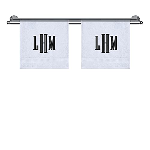 Monogrammed Towels, Luxury Turkish Genuine Cotton Personalized Towel Washcloths for Bathroom, Kitchen, Hotel, Spa, Gym & College Dorm, 2 Pack Washcloth Set for Body & Face, Baby and Adults, White - color: White, size: Washcloths - Set of 2