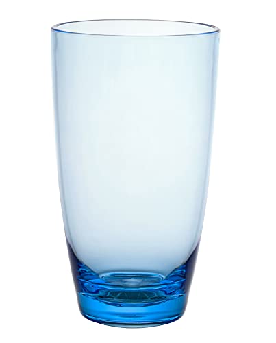KLIFA- ETON, 20.8 oz, Set of 6, Acrylic Highball Drinking Glasses Set, Iced Tea Cups, BPA-Free, Stackable Plastic Drinkware, Dishwasher Safe Cups, Ocean Blue - color: Ocean Blue, style: 20.8 ounces, Set of 6
