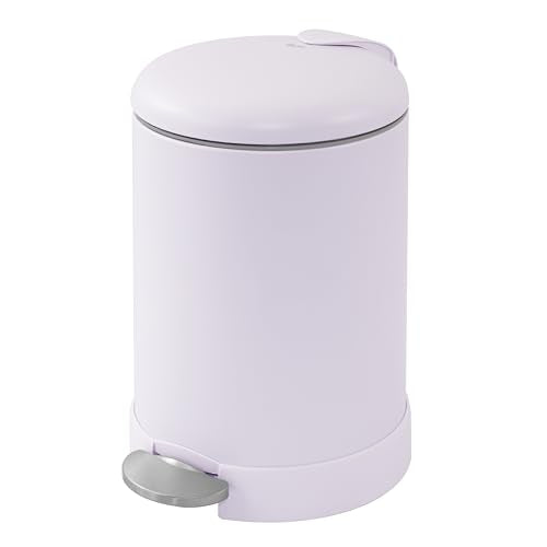 Glad Small Trash Can, 1.2 Gallon | Round Stainless Steel Garbage Bin with Soft Close Lid & Step Foot Pedal | Metal Waste Basket with Removable Inner Bucket, Lavender - color: Lavender