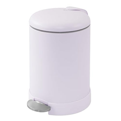 Glad Small Trash Can, 1.2 Gallon | Round Stainless Steel Garbage Bin with Soft Close Lid & Step Foot Pedal | Metal Waste Basket with Removable Inner Bucket, Lavender - color: Lavender
