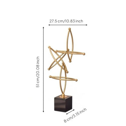 Decorative Craft Item Abstract Geometric Sculpture Modern Statue Metal Figurine Marble with Gold Tone Electroplated Finish Suitable for Desk Shelf Side Table Home Decor, Small - size: Small