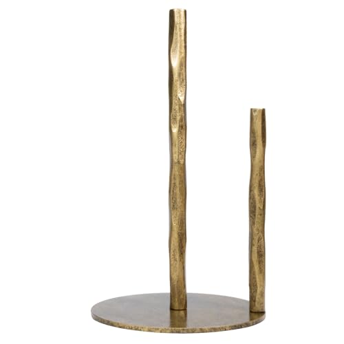 Paper Towel Holder, Hand-Forged Vintage Gold Paper Towel Stand Holder, Kitchen Heavy Duty Solid Metal Countertop Roll Paper Organizer - color: Gold